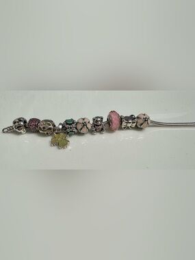 Authentic Pandora Sterling Silver Charm Bracelet with Charms (Some Retired!)